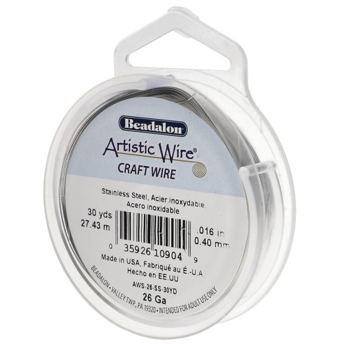 Fil rond 0.41 mm Artistic Wire - Acier inoxydable 304 x27.4m