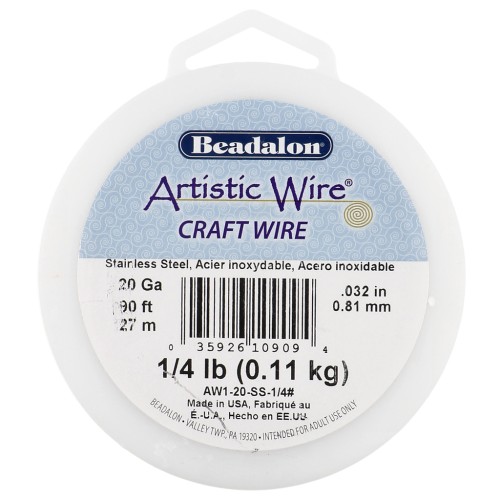 Fil rond 0.81 mm Artistic Wire - Acier inoxydable 304 x27m
