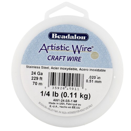 Fil rond 0.51 mm Artistic Wire - Acier inoxydable 304 x70m