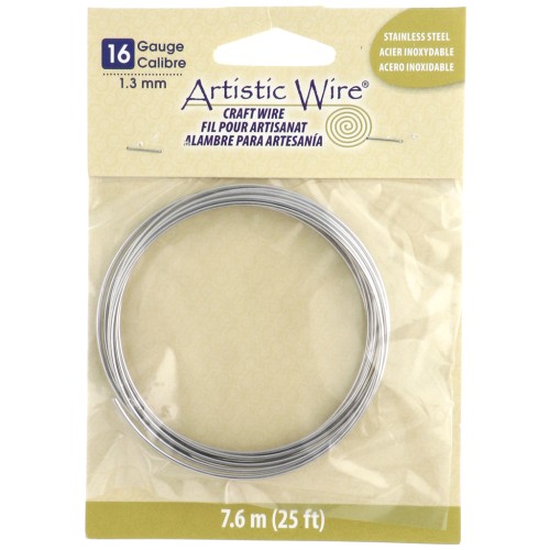 Fil rond 1.3 mm Artistic Wire - Acier inoxydable 304 x3.1m