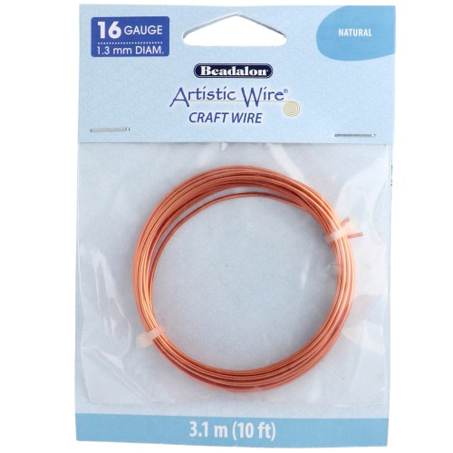 Fil de cuivre rond 1.3 mm Artistic Wire - Naturel Anti-ternissement x3.1m