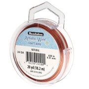 Fil de cuivre rond 0.51 mm Artistic Wire - Naturel Anti-ternissement x18.2m|raw }}