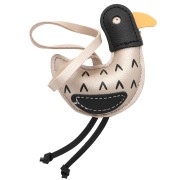 Pendentif canard 13x8 cm pour bijou de sac - PU - Beige - Noir x1