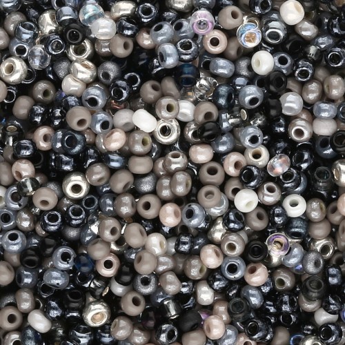 Preciosa Perles rocailles 11/0 2 mm - Mix Argenté - Noir - Blanc x20g