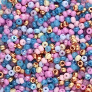 Preciosa Perles rocailles 11/0 2 mm - Mix Multi Rose - Doré - Bleu x20g