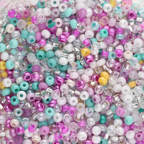 Preciosa Perles rocailles 11/0 2 mm - Mix Crystal - Rose - Mint x20g