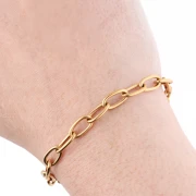 Chaîne maille Forçat ovale 6.3 mm - Acier inoxydable 316L Doré x50cm