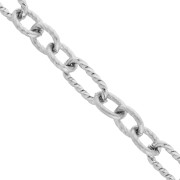 Chaine maille Fantaisie alternée 6 mm brossé & torsadé - Acier inox 304 x50cm