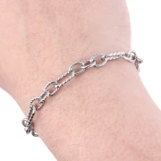 Chaine maille Fantaisie alternée 6 mm brossé & torsadé - Acier inox 304 x50cm