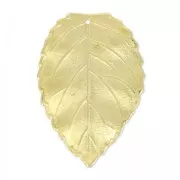 Pendentif feuille 34 mm doré satiné x1
