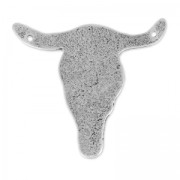 Intercalaire tête de taureau 2 trous 42 mm argenté vieilli x1|raw }}