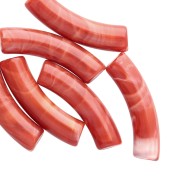 Perles tube incurvé 32x8 mm en acrylique opaque - Terracotta marbré x6