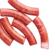 Perles tube incurvé 32x8 mm en acrylique opaque - Terracotta marbré x6