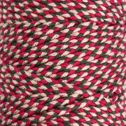Cordon en coton tressé 2.5 mm - fabrication Française - Rouge - Vert - Doré x100m