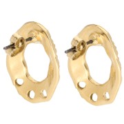 Clous d'oreilles ovale évidé texturé 23x16 mm 3 trous - Doré à l'or fin x2