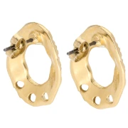 Clous d'oreilles ovale évidé texturé 23x16 mm 3 trous - Doré à l'or fin x2