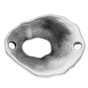 Intercalaire ovale évidé texturé 19.5x16 mm - Placage Argent fin vieilli x1
