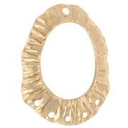 Pendentif chandelier ovale évidé texturé 35x27 mm 5 trous - Doré à l'or fin x1
