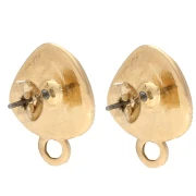 Clous d’oreilles triangle arrondi 19.5x15 mm - Doré à l'or fin - Blanc Nacré x2
