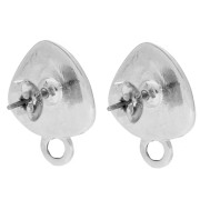 Clous d’oreilles triangle arrondi 19.5x15mm - Placage Argent fin vieilli Marron x2