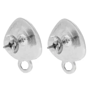 Clous d’oreilles triangle arrondi 19.5x15mm - Placage Argent fin vieilli Marron x2