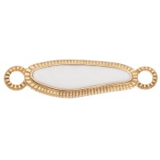 Intercalaire irrégulier 33x8.5 mm et résine époxy - Doré à l'or fin - Blanc nacré