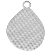 Pendentif goutte irrégulière 32x24 mm époxy Placage Argent fin vieilli - Turquoise