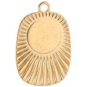 Pendentif rectangle ethnique 26x17.5 mm résine époxy - Doré à l'or fin - Turquoise