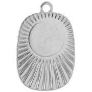 Pendentif rectangle ethnique 26x17.5 mm - Placage Argent fin vieilli - Turquoise