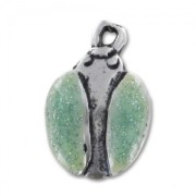 Breloque coccinelle résine époxy 16 mm vert turquoise pailleté x1