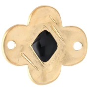 Intercalaire fleur 19x17 mm avec résine époxy - Doré à l'or fin - Noir x1