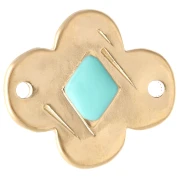 Intercalaire fleur 19x17 mm avec résine époxy - Doré à l'or fin - Turquoise x1
