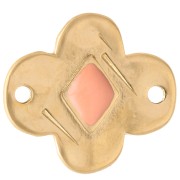 Intercalaire fleur 19x17 mm avec résine époxy - Doré à l'or fin - Corail x1