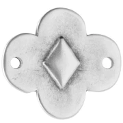 Intercalaire fleur 19x17 mm avec résine époxy - Placage Argent fin vieilli - Noir