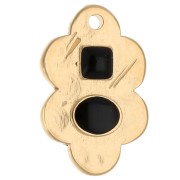 Pendentif feuille 21x14 mm et résine époxy - Doré à l'or fin - Noir x1