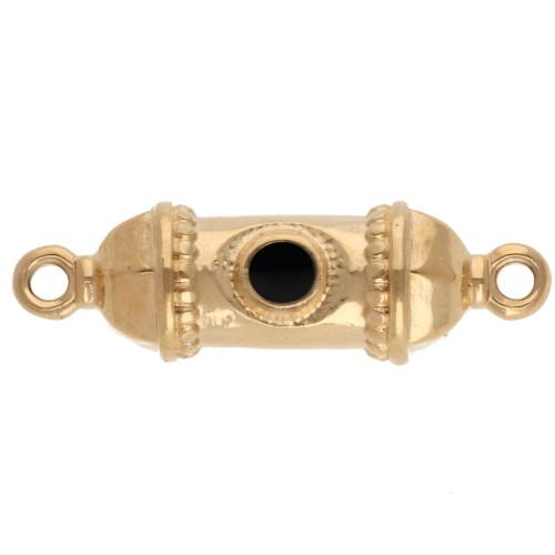 Intercalaire tube ethnique 26x8 mm avec résine époxy - Doré à l'or fin - Noir x1