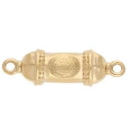 Intercalaire tube ethnique 26x8 mm avec résine époxy - Doré à l'or fin - Rose fluo