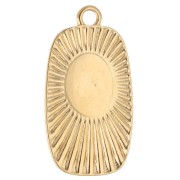 Pendentif rectangle 25.5x13.5 mm coeur en résine époxy - Doré à l'or fin - Noir x1