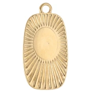 Pendentif rectangle 25.5x13.5 mm coeur en résine époxy - Doré à l'or fin - Noir x1