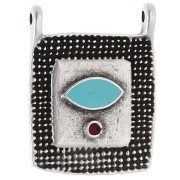 Pendentif intercalaire rectangle ethnique 24x18 mm Placage Arg fin vieil Turquoise|raw }}