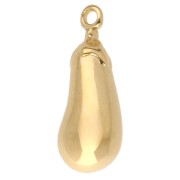 Pendentif aubergine 25x9 mm - Doré à l'or fin x1