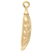 Pendentif haricot 26x5 mm - Doré à l'or fin x1