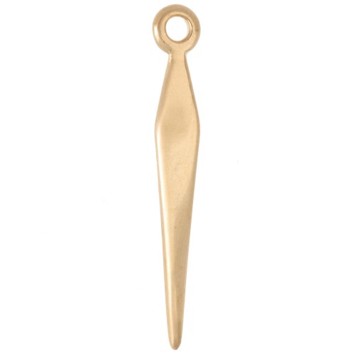 Pendentif pointe 24x3 mm effet torsadé - Doré à l'or fin x1