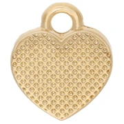 Breloque coeur 11x9.5 mm - motif oeil - résine époxy - Doré à l'or fin - Blanc x1
