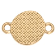 Intercalaire rond irrégulier 11 mm motif ethnique - Doré à l'or fin - Blanc x1