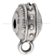 Perle ronde aplatie irrégulière 9 mm avec 1 anneau - Placage Argent fin vieilli x1