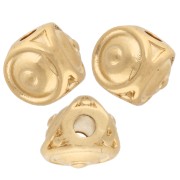 Perle 3 faces 8x6.5 mm avec petites boules - Doré à l'or fin x1