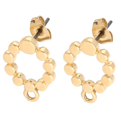 Clous d'oreilles rond évidé 18x13.5 mm - Doré à l'or fin x2