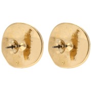 Boucles d'oreilles rondes striées 22 mm effet ondulé - Doré à l'or fin x2