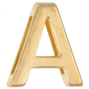 Poussoir lettre alphabet 15x14 mm - A - pour lacet 10 mm - Doré à l'or fin x1
